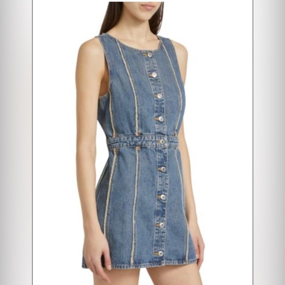 RE/DONE Frayed Denim Dress Size XS NWT - Picture 1 of 10